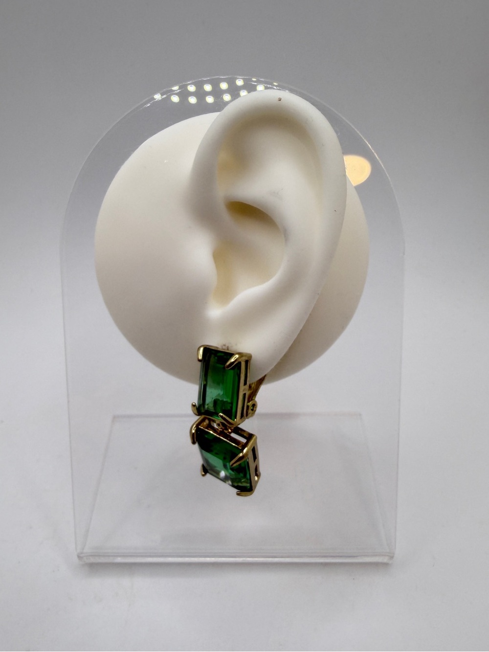 Heidi Daus "HOT ROCKS" Erinite Glass and gold tone CLIP ON earrings! - Picture 14 of 14